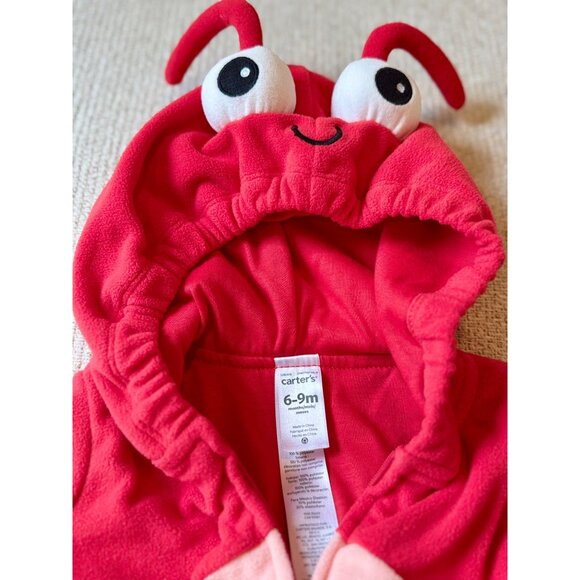 Carters Baby Halloween Costume Little Lobster 6-9 Month Fleece Plush w Tights - Picture 4 of 4